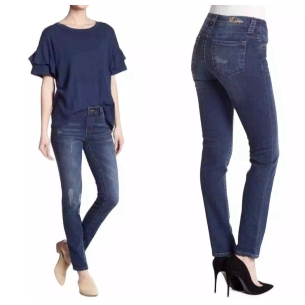 Kut From The Kloth Jeans Size 10 Women Sammie Straight Leg Denim Blue Distressed
